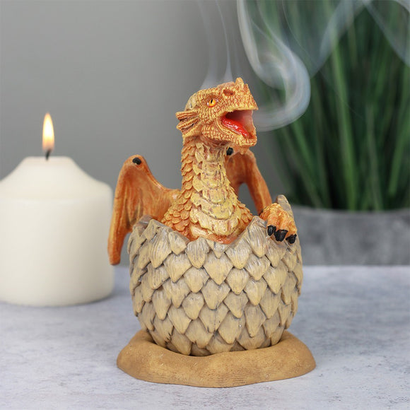 Yellow egg hatching dragon cone incense burner