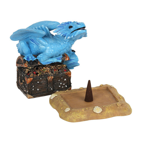 Blue treasure dragon cone incense burner