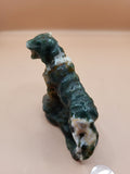Large tiger carving- moss agate