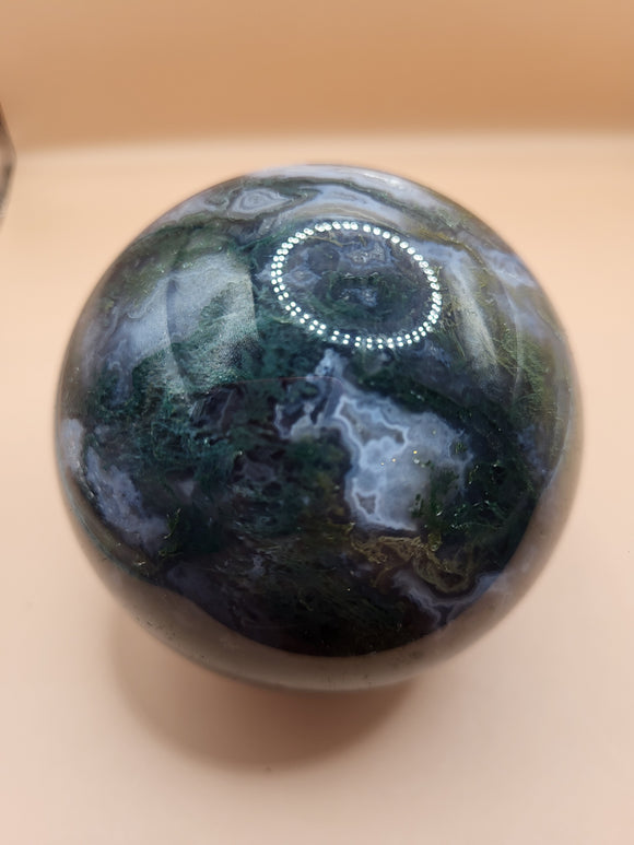 Moss agate sphere