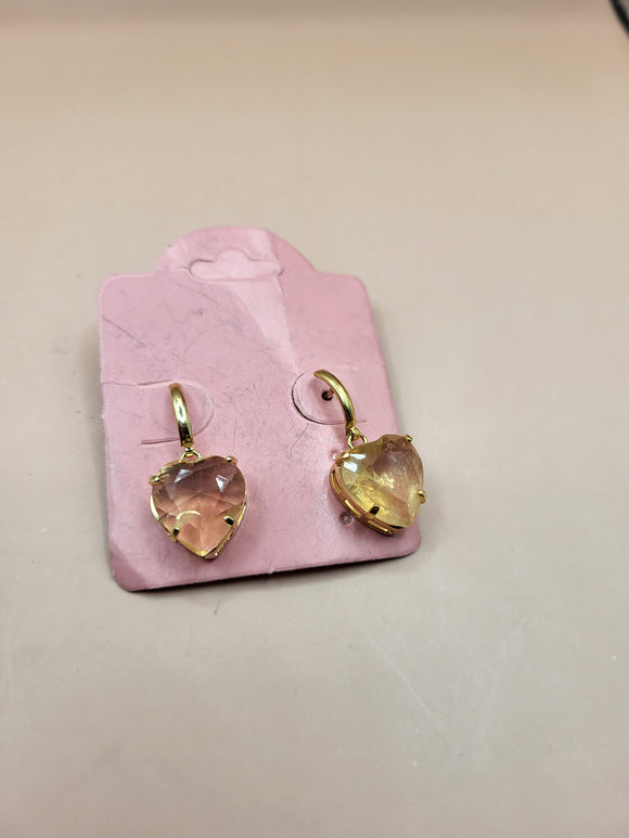 Brazillian citrine faceted heart gold plated earrings
