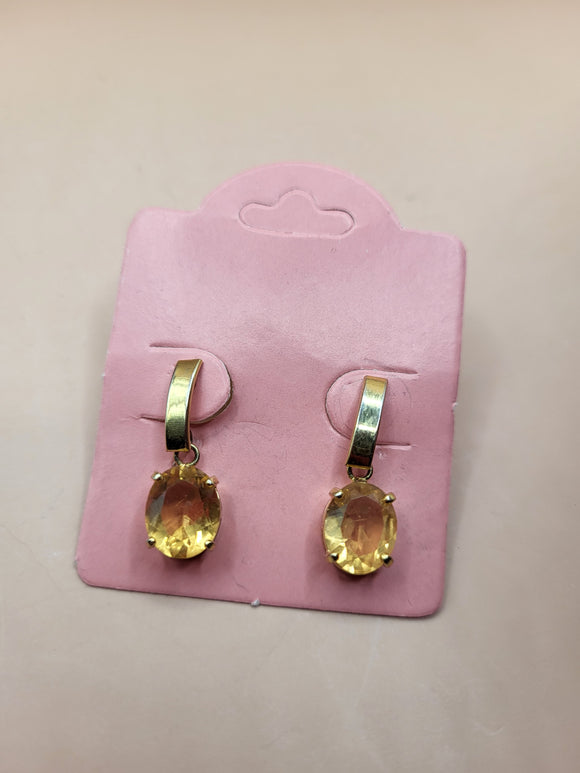 Brazillian citrine faceted oval gold plated earrings