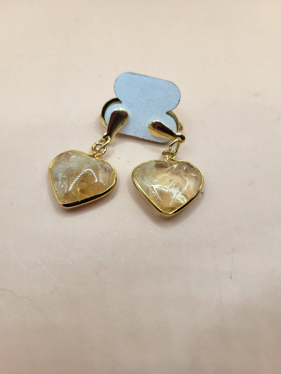 Brazillian citrine heart gold plated earrings