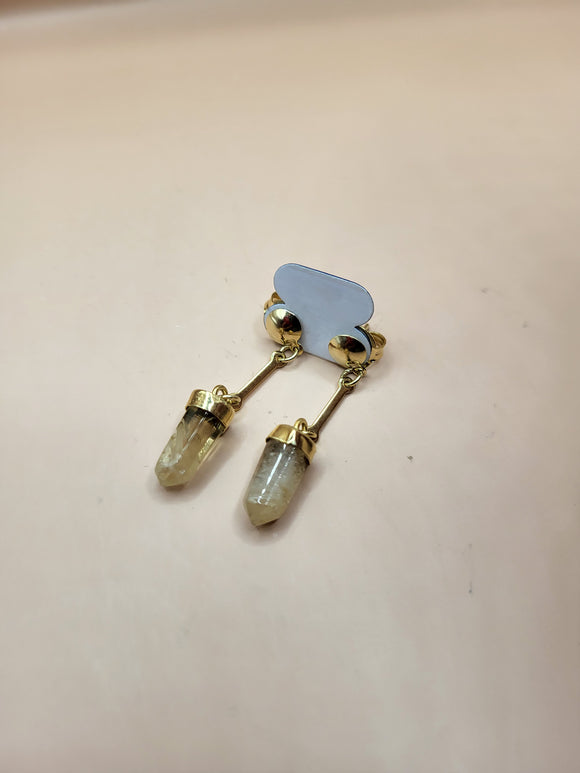 Brazillian citrine point gold plated earrings