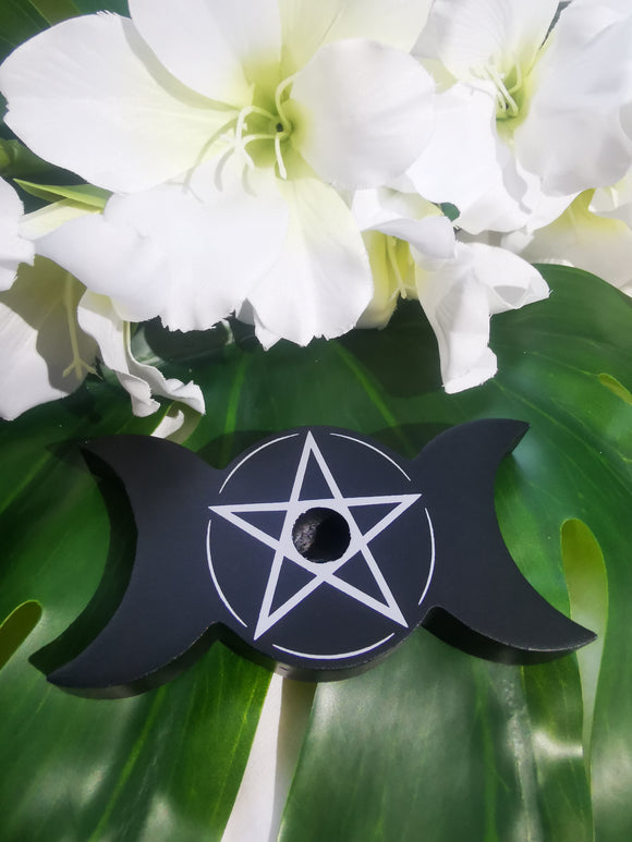 Triple moon spell candle holder